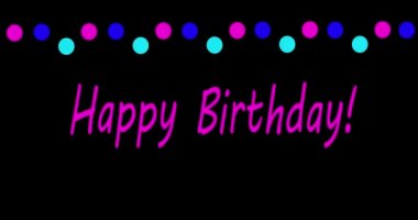 Mutlu doğum günü animasyonları. Kutlama. Renkli harfler. doğum günü kartı