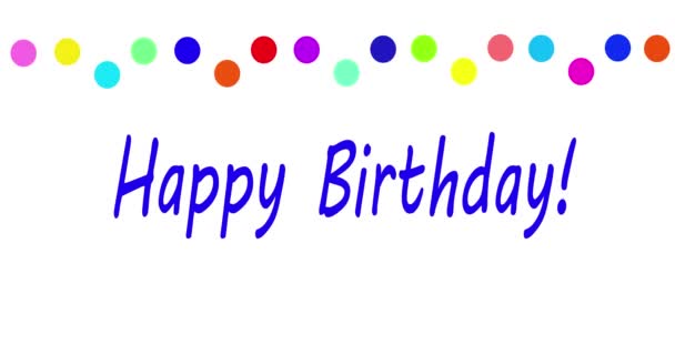 Feliz Cumpleaños Animación Celebración Letras Coloreadas — Vídeos de Stock