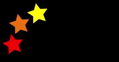 Gökkuşağı renginde 5 yıldız. LGBT, siyah arkaplanda gökkuşağı renkleri, döngülü canlandırma