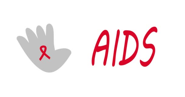 Giornata Mondiale Degli Aiuti Aiuta Nastro Sensibilizzazione Animazione — Video Stock