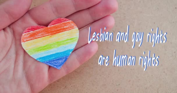 レズビアンとゲイの権利は人権テキストです — ストック動画
