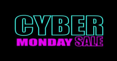 Siber pazartesi neonu. Siber pazartesi satış konsepti animasyonu