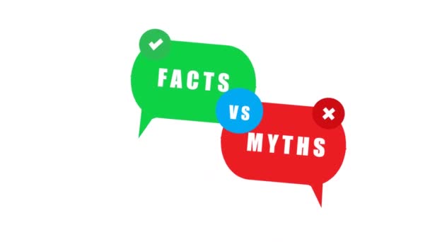 green and red bubbles with myths vs facts. concept of thorough fact-checking or easy compare evidence. flat cartoon style trend modern logotype graphic art design isolated on white background