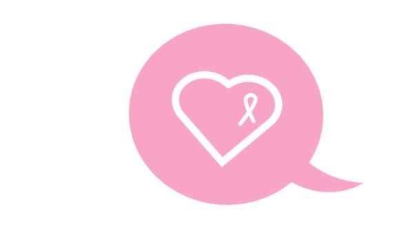 Brustkrebs Bewusstsein Monat Rosa Hintergrund Schleife Und Sprechblase Mit Zitat — Stockvideo