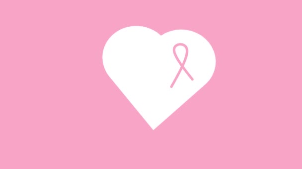 Breast Cancer Awareness Month Pink Background Ribbon Speech Bubble Quote — Αρχείο Βίντεο