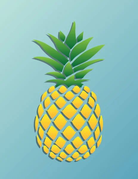 Blauwe Achtergrond Met Ananas Vectorillustratie — Stockvector