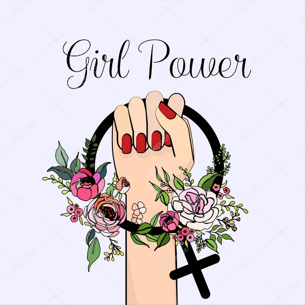 Girl power vector illustration banner