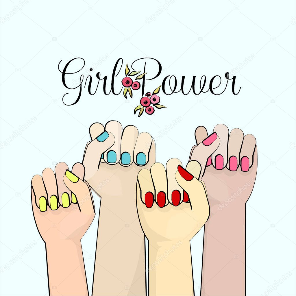 Girl power cartoon vector illustration banner 