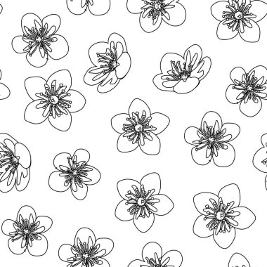 Çiçekler karikatürsüz desen, vektör illüstrasyonu