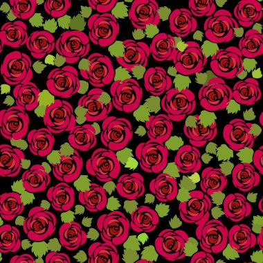 Kırmızı güller düz desenli düz vektör çizimi