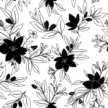 Çiçeksel arka plan pürüzsüz desen, vektör çizimi