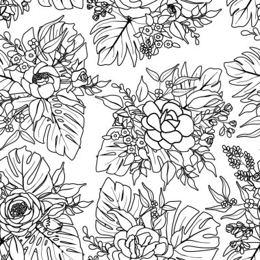 Çiçeksel arka plan pürüzsüz desen, vektör çizimi