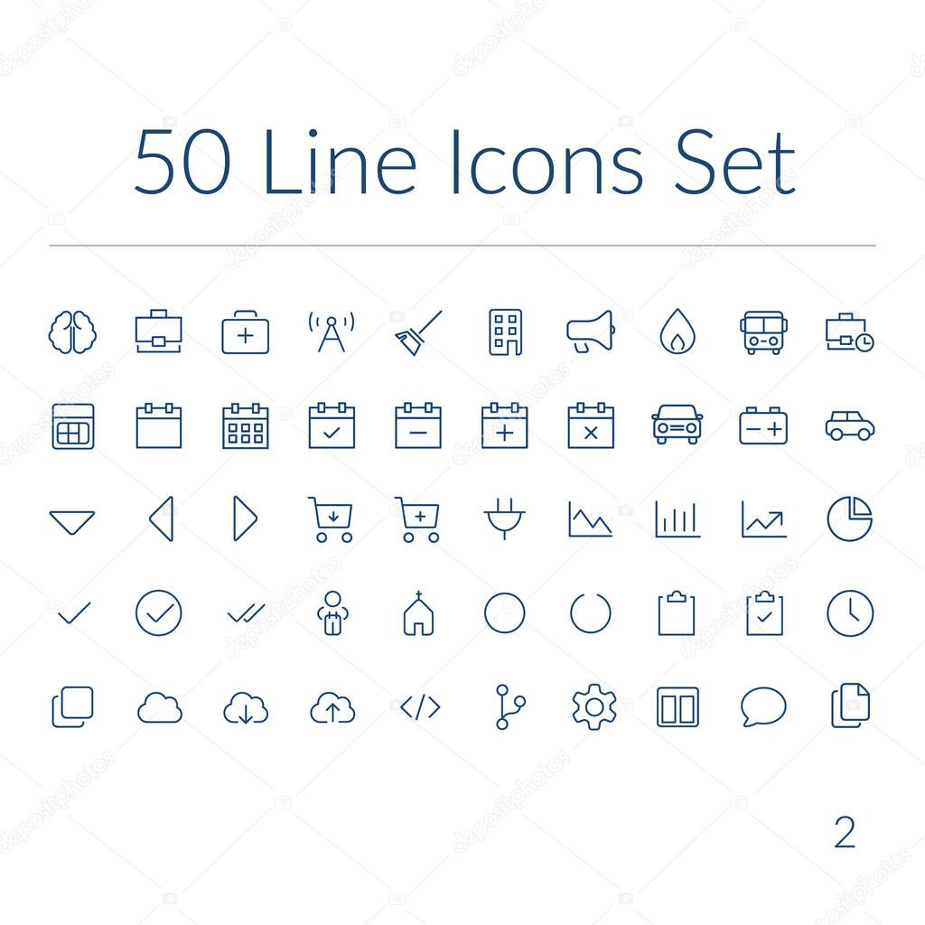 Line icons set, fifty pieces,  vector illustration.
