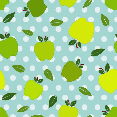 Yeşil Elmalar çizgi filmi, kusursuz desen, vektör illüstrasyonu