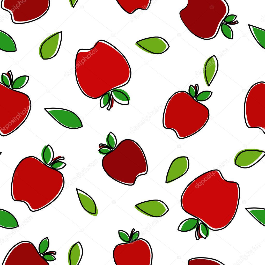  Apples cartoon seamless pattern, vector illustration