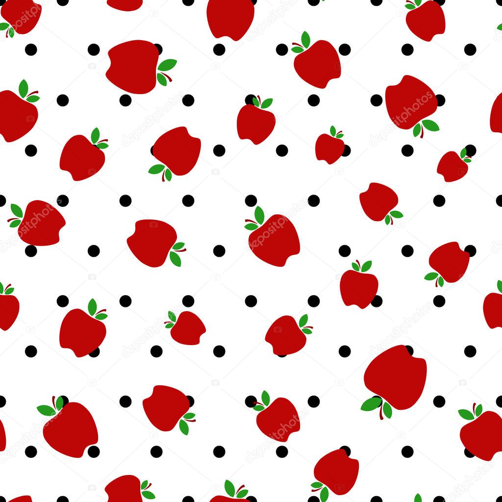  Apples cartoon seamless pattern, vector illustration