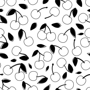 Cherry cartoon seamless pattern, vector illustration
