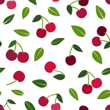 Cherry cartoon seamless pattern, vector illustration