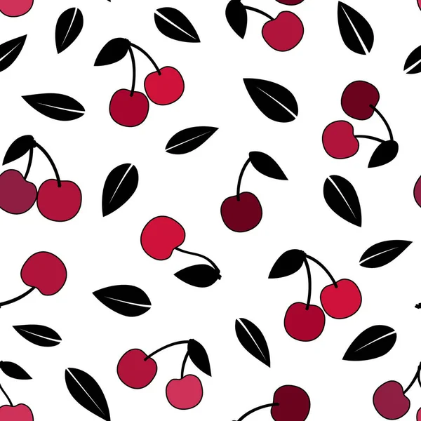 Cherry cartoon seamless pattern, vector illustration