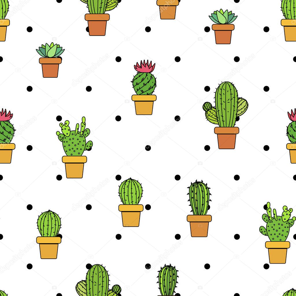 cacti with black polka, vector illustration