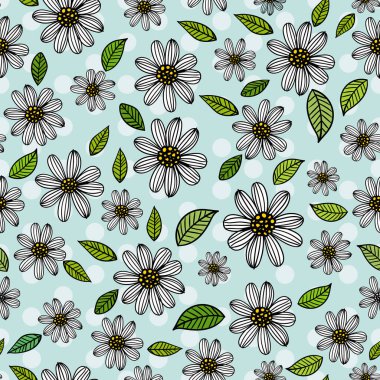 Papatyalar arka plan pürüzsüz desen, vektör illüstrasyonu