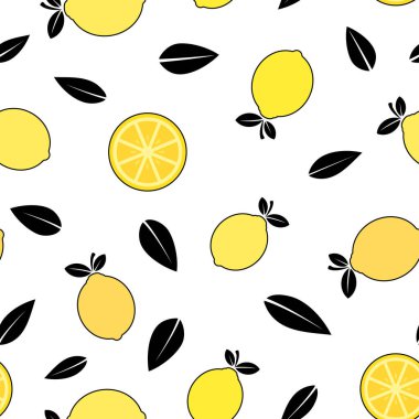 Limonlar karikatürsüz desen, vektör illüstrasyonu