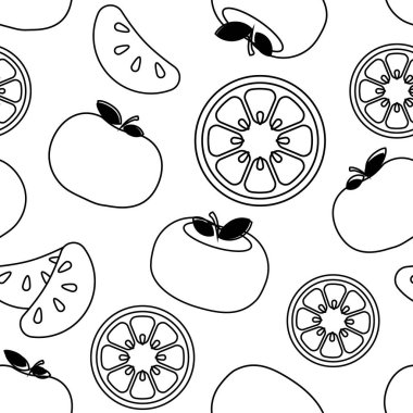 Mandalina karikatürü kusursuz desen, vektör illüstrasyonu