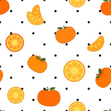 Mandalina karikatürü kusursuz desen, vektör illüstrasyonu