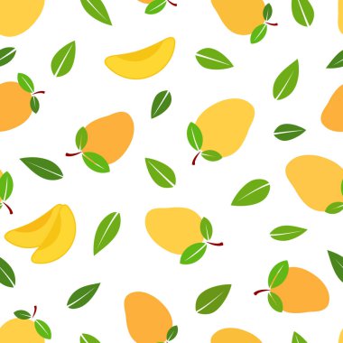 Mango çizgi filmi kusursuz desen, vektör illüstrasyonu