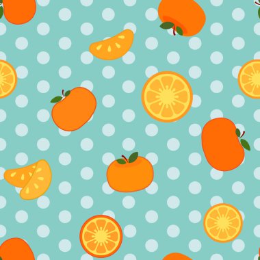 Mandalina karikatürü kusursuz desen, vektör illüstrasyonu