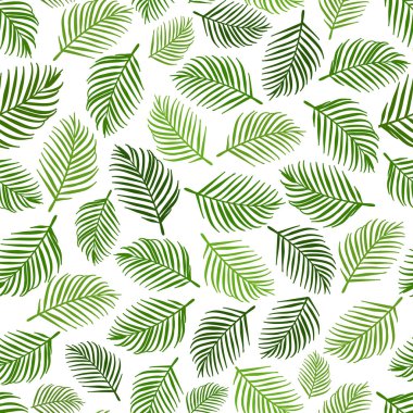 Palmiye yaprakları karikatürsüz desen, vektör çizimi