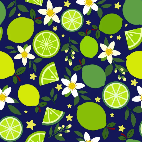 Grüne Zitronen Karikatur Nahtloses Muster Vektorillustration — Stockvektor