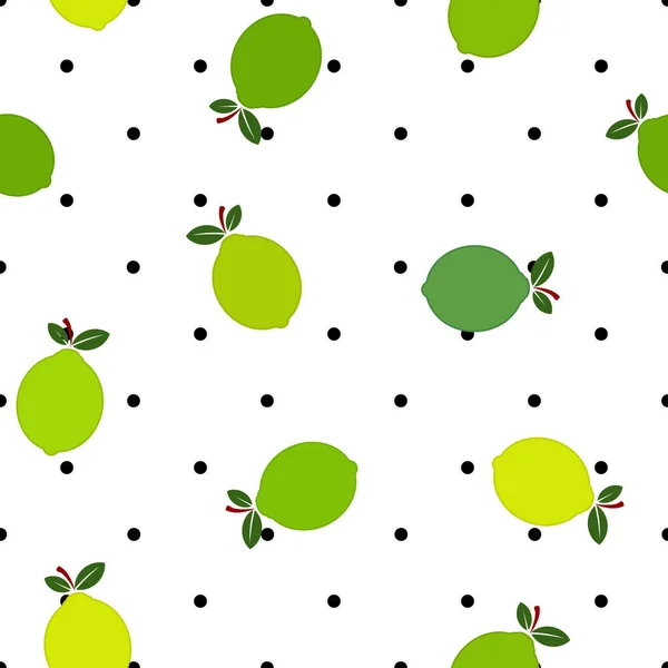 Citrons Verts Dessin Animé Motif Sans Couture Illustration Vectorielle — Image vectorielle