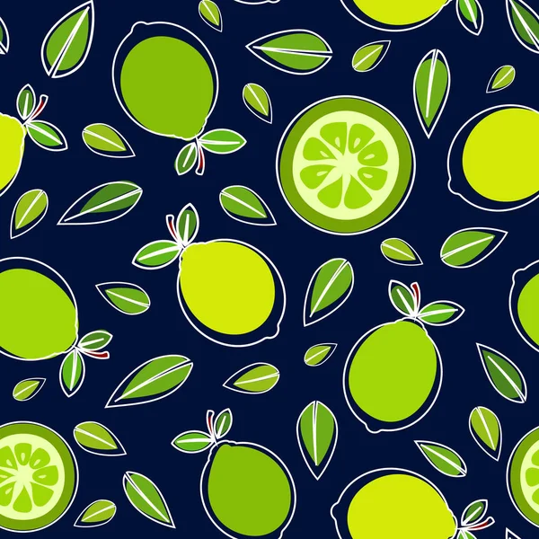 Patrón Sin Costura Dibujos Animados Limones Verdes Ilustración Vectorial — Vector de stock