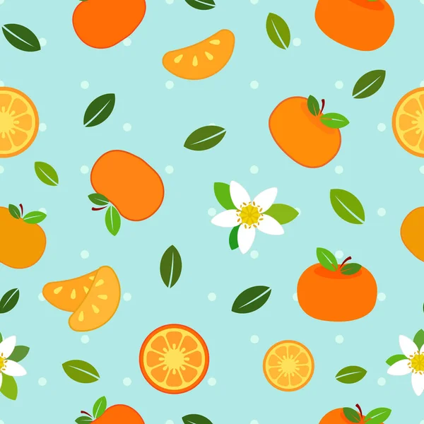 Tangerines Cartoon Naadloos Patroon Vector Illustratie — Stockvector