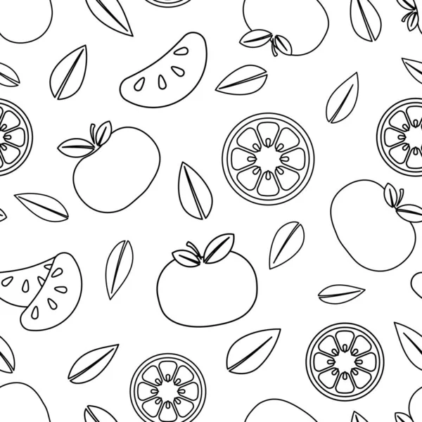 Mandalina karikatürü kusursuz desen, vektör illüstrasyonu