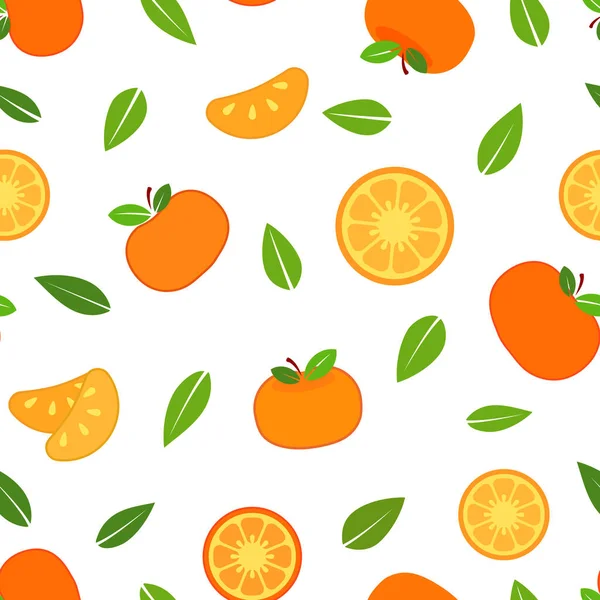 Tangerines Cartoon Naadloos Patroon Vector Illustratie — Stockvector