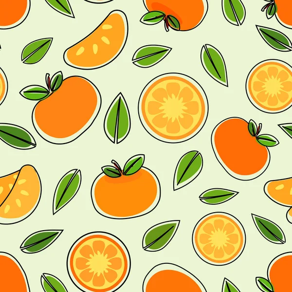 Tangerines Cartoon Naadloos Patroon Vector Illustratie — Stockvector