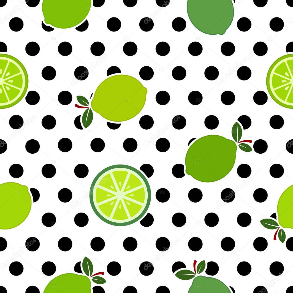 Green Lemons cartoon seamless pattern, vector illustration