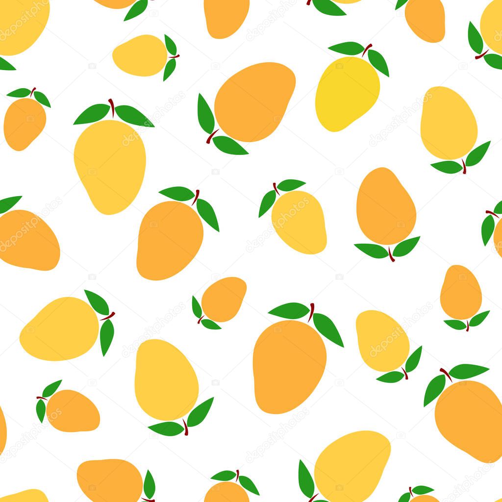 Mango cartoon seamless pattern, vector illustration