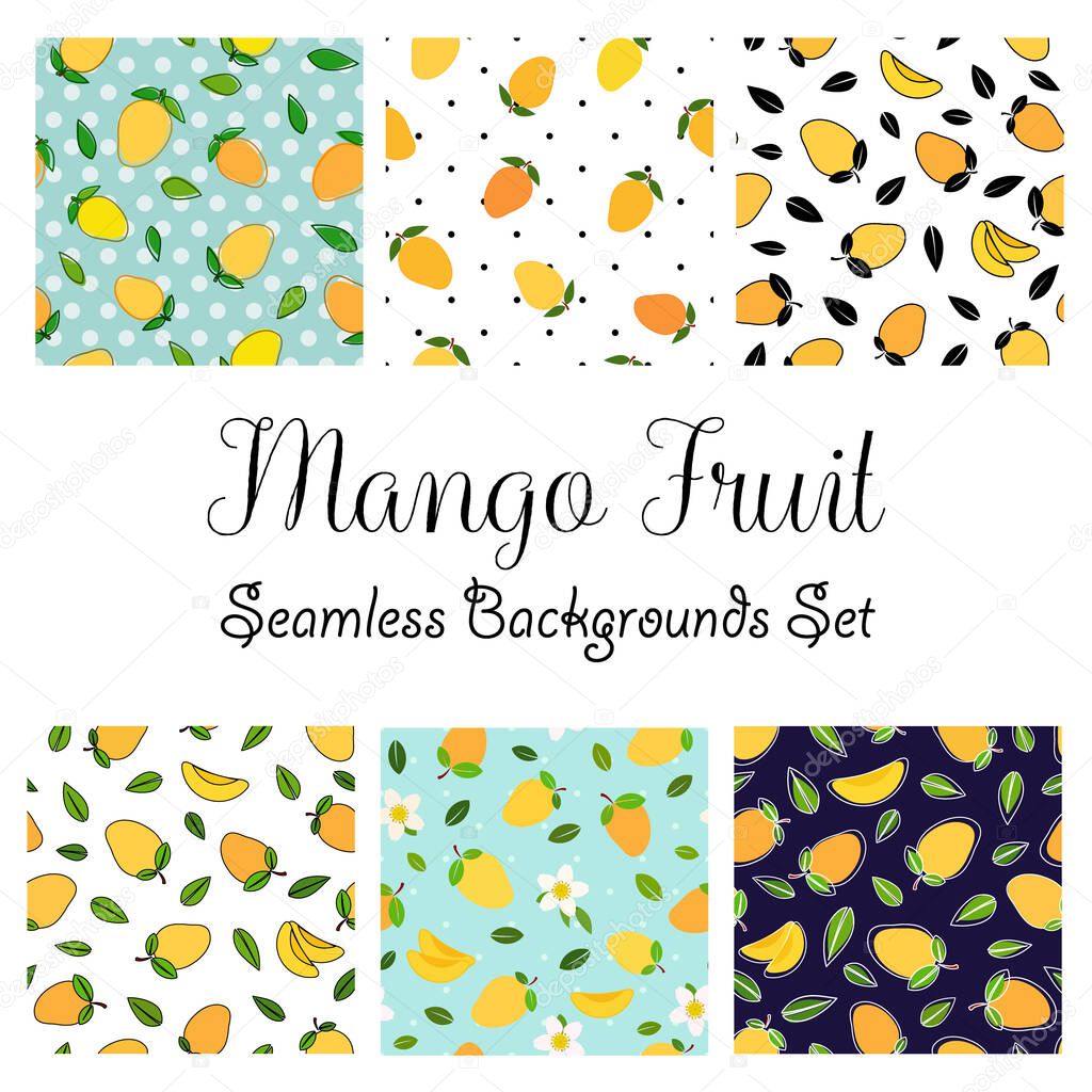 Mango cartoon seamless pattern, vector illustration