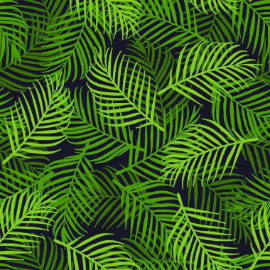 Palmiye yaprakları karikatürsüz desen, vektör çizimi