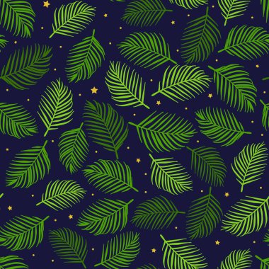 Palmiye yaprakları karikatürsüz desen, vektör çizimi