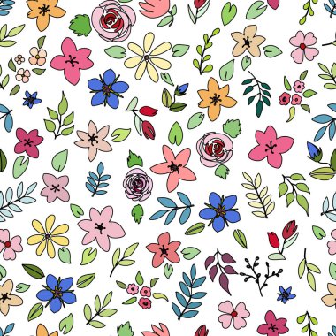 Çiçeksel arka plan pürüzsüz desen, vektör çizimi