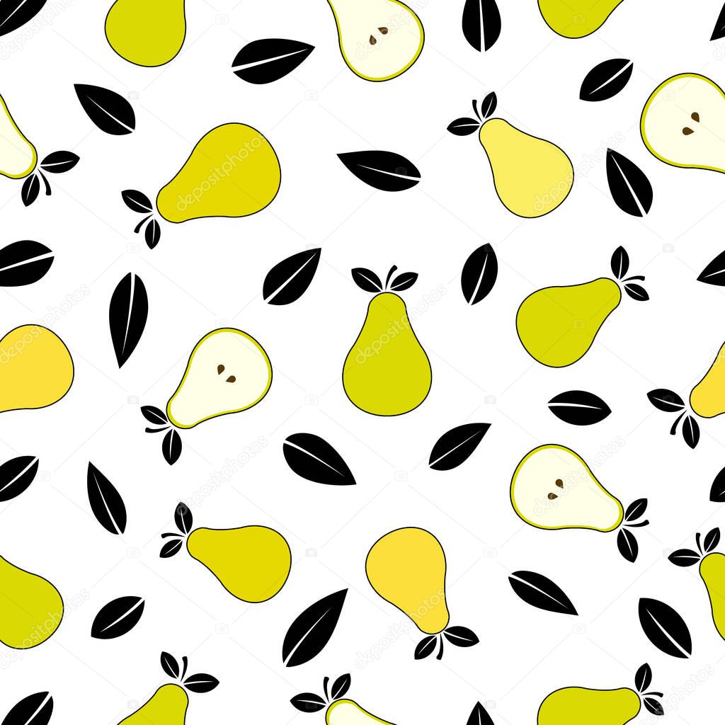 pears with Black Leaves, vector illustration