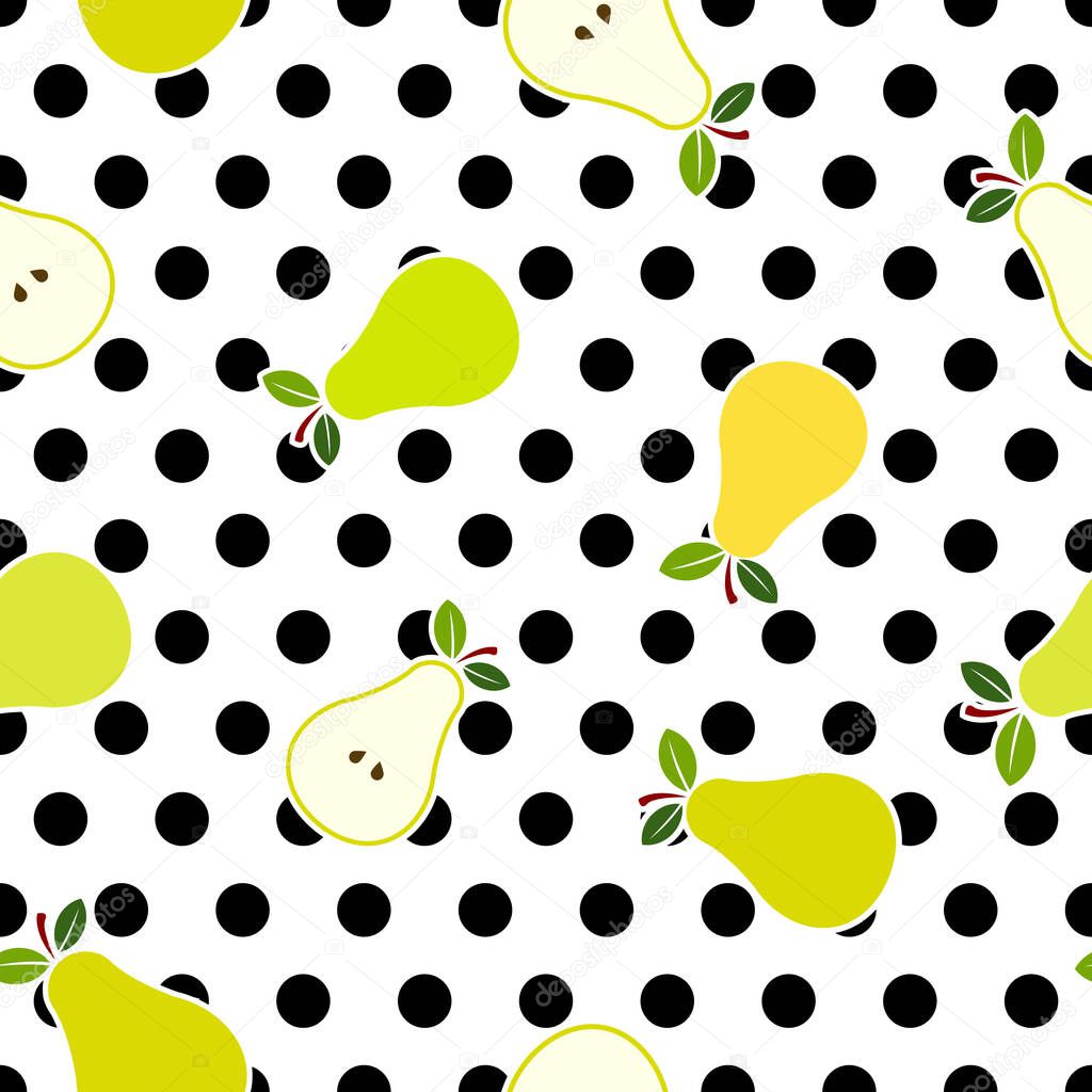 Pears with Large Black dots, vector illustration