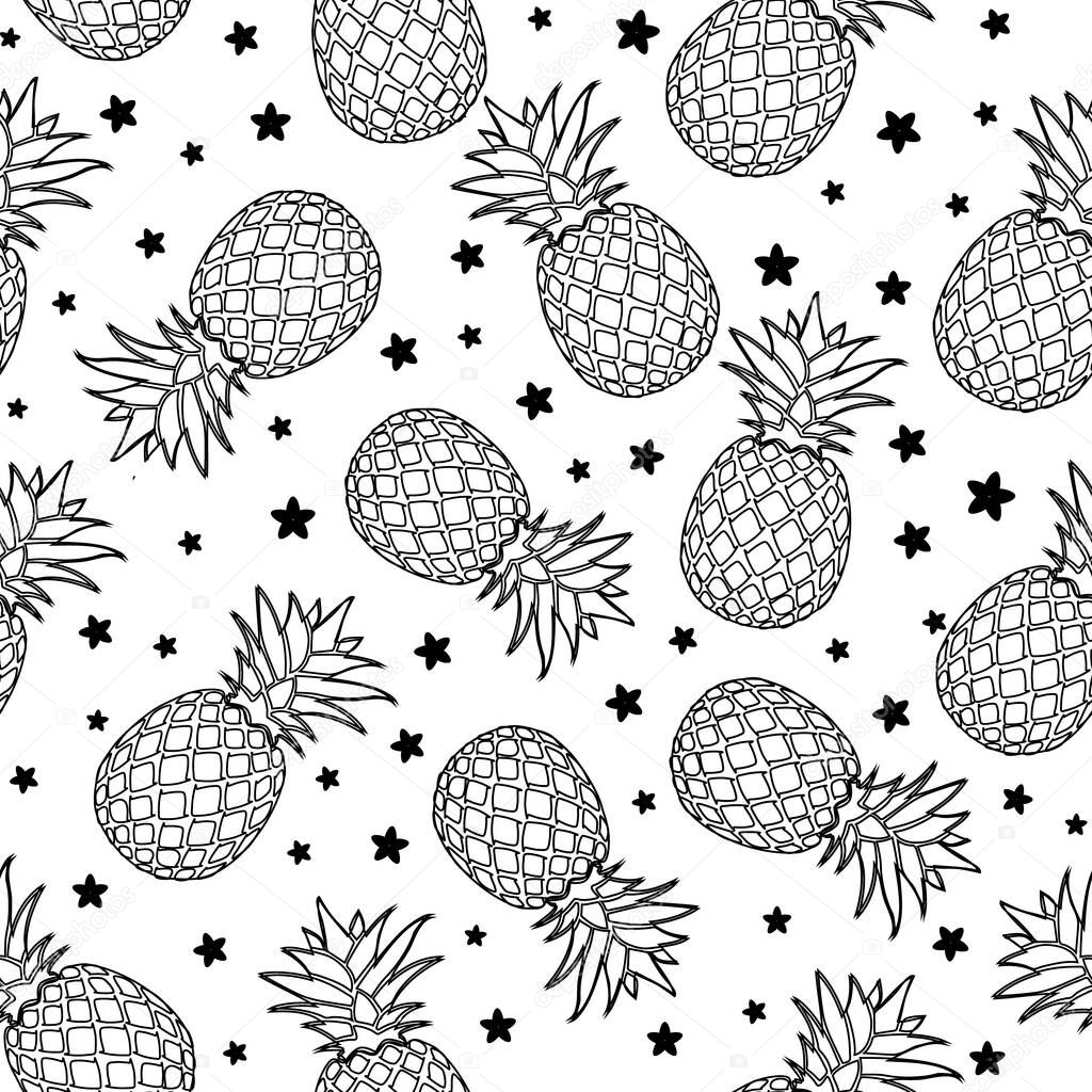 background with pineapples, vector illustration