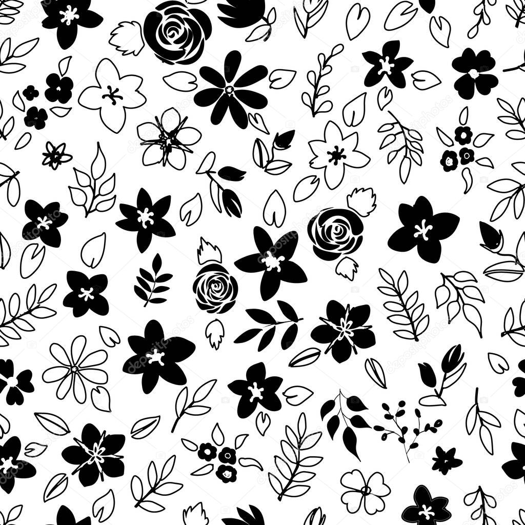 Floral background seamless pattern, vector illustration