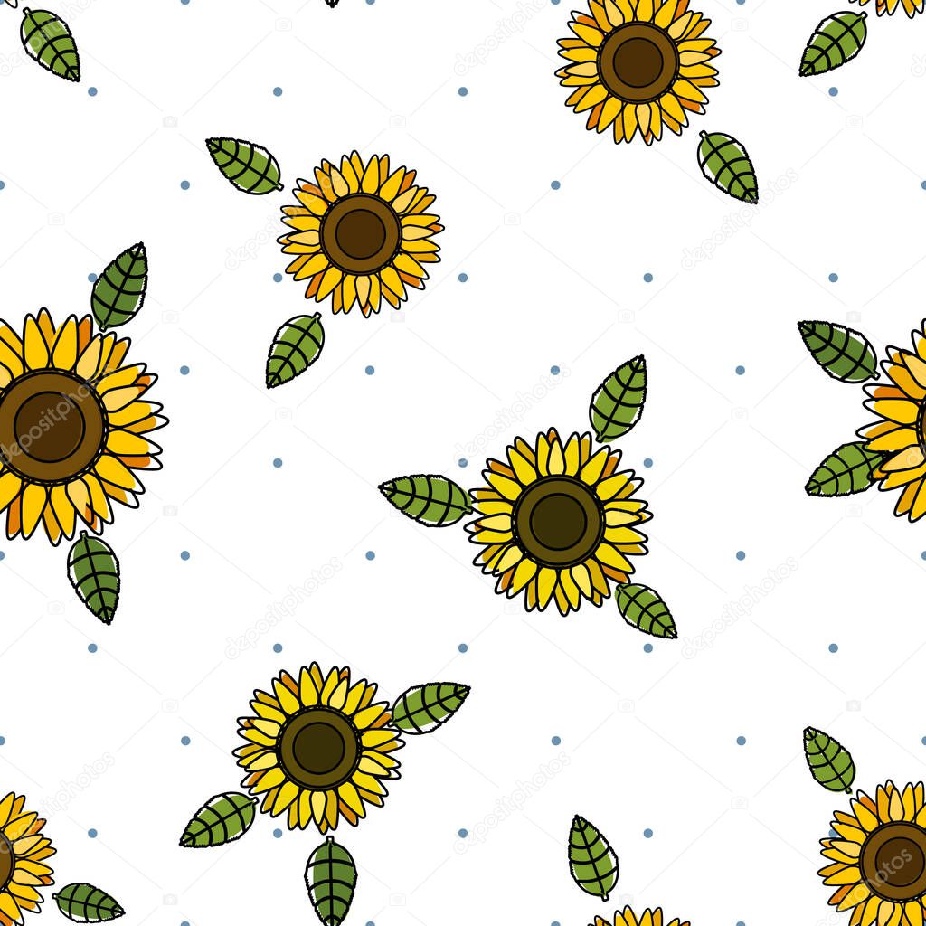 sunflowers background seamless pattern, vector illustration