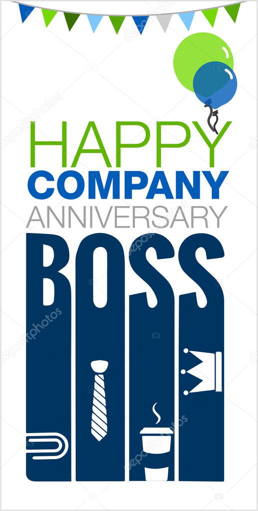 Happy Company Anniversary Boss Vector Illustration
